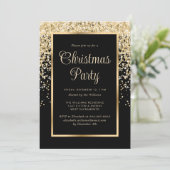 Black Gold Confetti Botanical Christmas Party Einladung (Stehend Vorderseite)