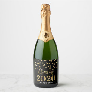 Black Gold Confetti Class 2020 Abschluss Schaumweinetikett