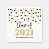 Black Gold Confetti Class 2021 Abschluss Serviette (Vorderseite)