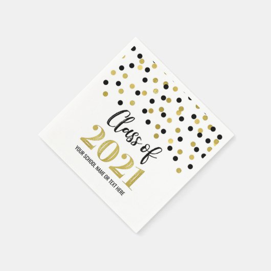 Black Gold Confetti Class 2021 Abschluss Serviette (Ecke)