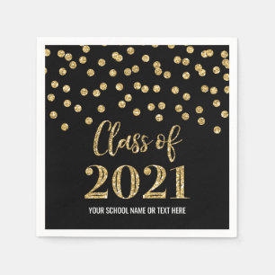 Black Gold Confetti Class 2021 Abschluss Serviette