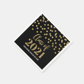 Black Gold Confetti Class 2021 Abschluss Serviette (Ecke)