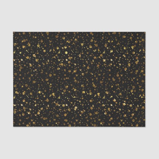 Black Gold Confetti Dots Elegantes Glam Seidenpapier (Vorderseite)