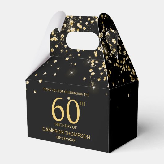 Black Gold Confetti  Elegant custom 60th birthday Geschenkschachtel (Vorderseite)