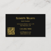 Black Gold Confetti Event Planer Business Card Visitenkarte (Rückseite)