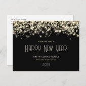 Black Gold Confetti Frohes Neues Jahr Postkarte (Vorne/Hinten)
