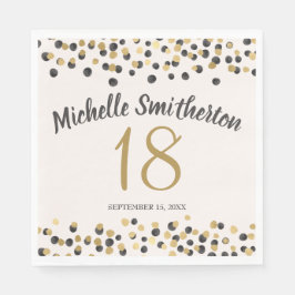 Black Gold Confetti Glitzer 18. Geburtstag Serviette