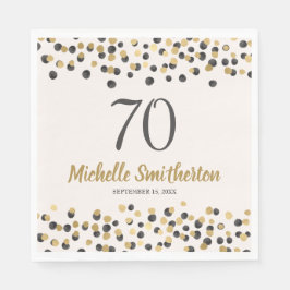 Black Gold Confetti Glitzer 70. Geburtstag Serviette