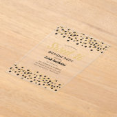 Black Gold Confetti Glitzer Sweet 16 Acryleinladungen (Ablage )