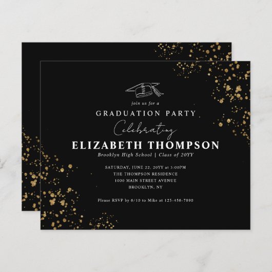 Black Gold Confetti Grad Graduierungspartei