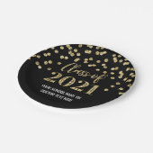 Black Gold Confetti Graduation 2021 Pappteller (Schrägansicht)