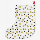 Black Gold Confetti Großer Weihnachtsstrumpf (Rückseite)