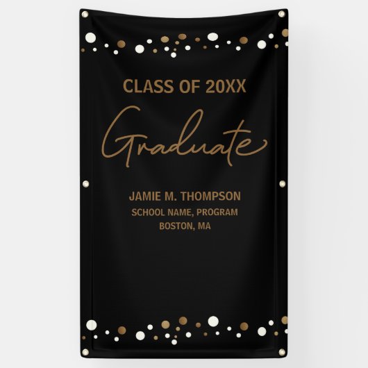 Black Gold Confetti Klasse Schulhintergrund Abitur Banner (Vertikal)