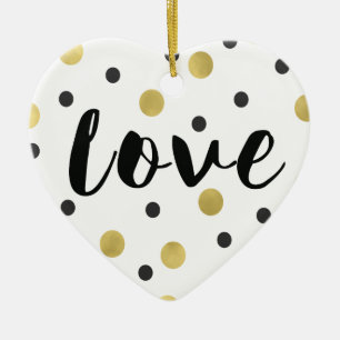 Black Gold Confetti Liebe Keramikornament