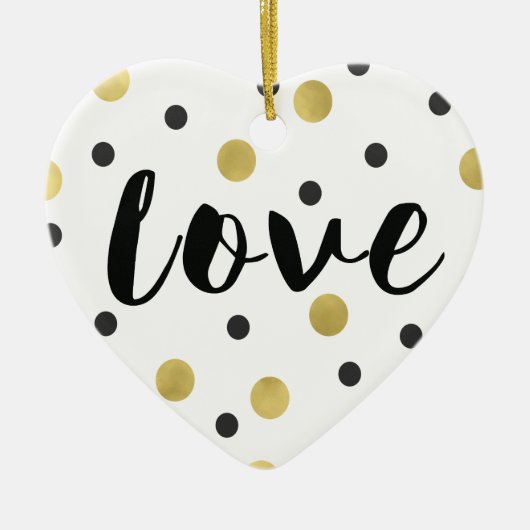 Black Gold Confetti Liebe Keramikornament (Vorne)