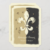 Black Gold Confetti Lilie Einladung (Vorne/Hinten)