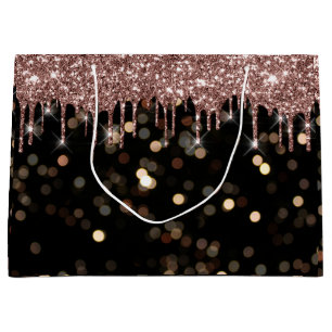 Black Gold Confetti Luxus Rose Glitzer Tropfen Große Geschenktüte