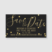 Black Gold Confetti Magnetic speichern das Date Ma Magnetkarte (Vorderseite)