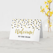 Black Gold Confetti Mitarbeiter Willkommen im Team Karte (Gelbe Blume)