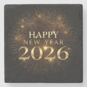 Black gold confetti new year coaster set steinuntersetzer (Vorderseite)