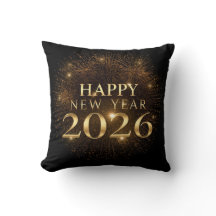 black gold confetti new year pillow 2026