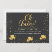 Black & Gold Confetti, Niedlicher Goldschuh Einladung (Vorderseite)