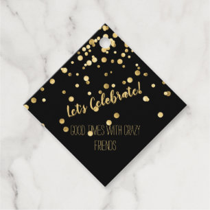 Black Gold Confetti Party Geschenkanhänger