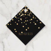 Black Gold Confetti Party Geschenkanhänger (Rückseite)