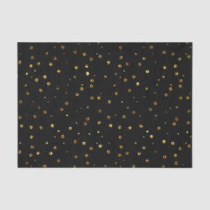 Black Gold Confetti Polka Dots Elegantes Funkelnd Seidenpapier
