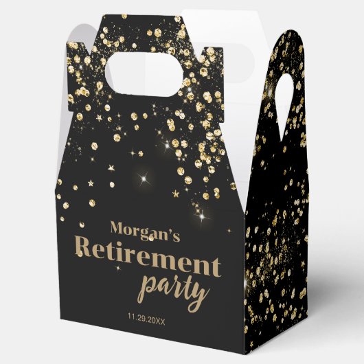Black Gold confetti Retirement party Custom Geschenkschachtel (Geöffnet)