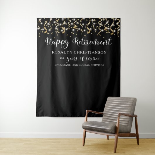 Black Gold Confetti Streamers Wandteppich (Beispiel)