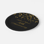 Black Gold Confetti Teller zum 50-jährigen Jubiläu (Schrägansicht)