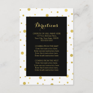Black Gold Confetti Wedding Direction Insert
