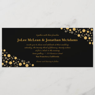 Black & Gold Confetti Wedding Party Einladung