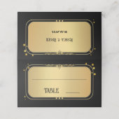 Black Gold Confetti Wedding Tischnummer Platzkarte (Außenseite Aufgefaltet)