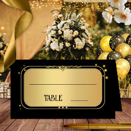 Black Gold Confetti Wedding Tischnummer Platzkarte