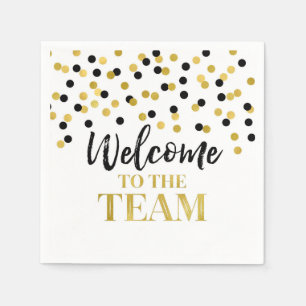 Black Gold Confetti Willkommen im Team Serviette