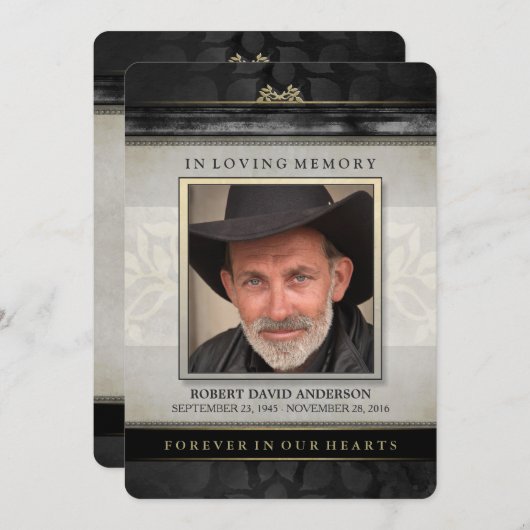 Black Gold Contemporary Beileid Dankeschön Card Dankeskarte (Vorne/Hinten)