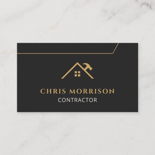 Black Gold Contractor Construction QR Code Visitenkarte (Vorderseite)