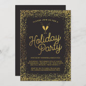Black & Gold Corporate Holiday Party Einladung (Vorne/Hinten)