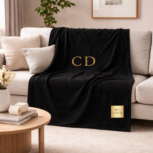 Black Gold Corporate Logo Company Monogram Fleecedecke