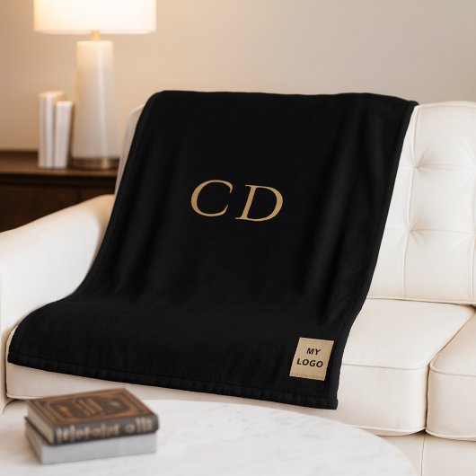 Black Gold Corporate Logo Company Monogram Fleecedecke