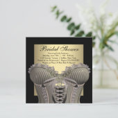 Black Gold Corset Brautparty Einladung (Stehend Vorderseite)