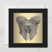 Black Gold Corset Brautparty Einladung (Rückseite)