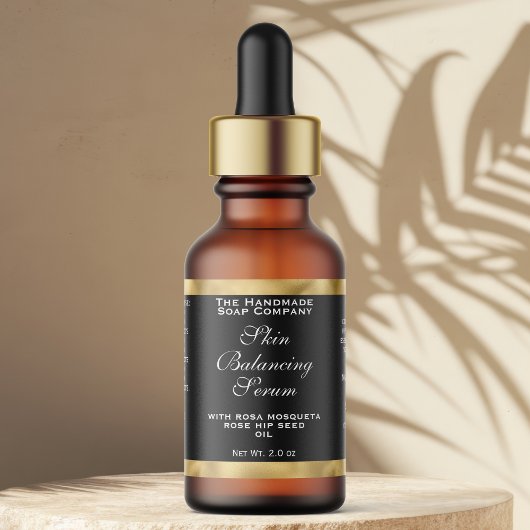Black & Gold Cosmetics Small Dropper Bottle Label  Adressaufkleber