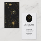 *~* Black Gold Cosmic Stars Mystic Blume Visitenkarte (Vorne/Hinten)
