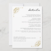 Black & Gold Country Hochzeit mit Details Einladung (Rückseite)