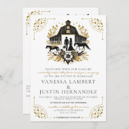 Black & Gold Country Hochzeit mit Details Einladung