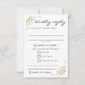 Black & Gold Country Hochzeitsnahrung RSVP Karte (Vorderseite)