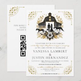 Black & Gold Country Wedding mit QR Code Einladung